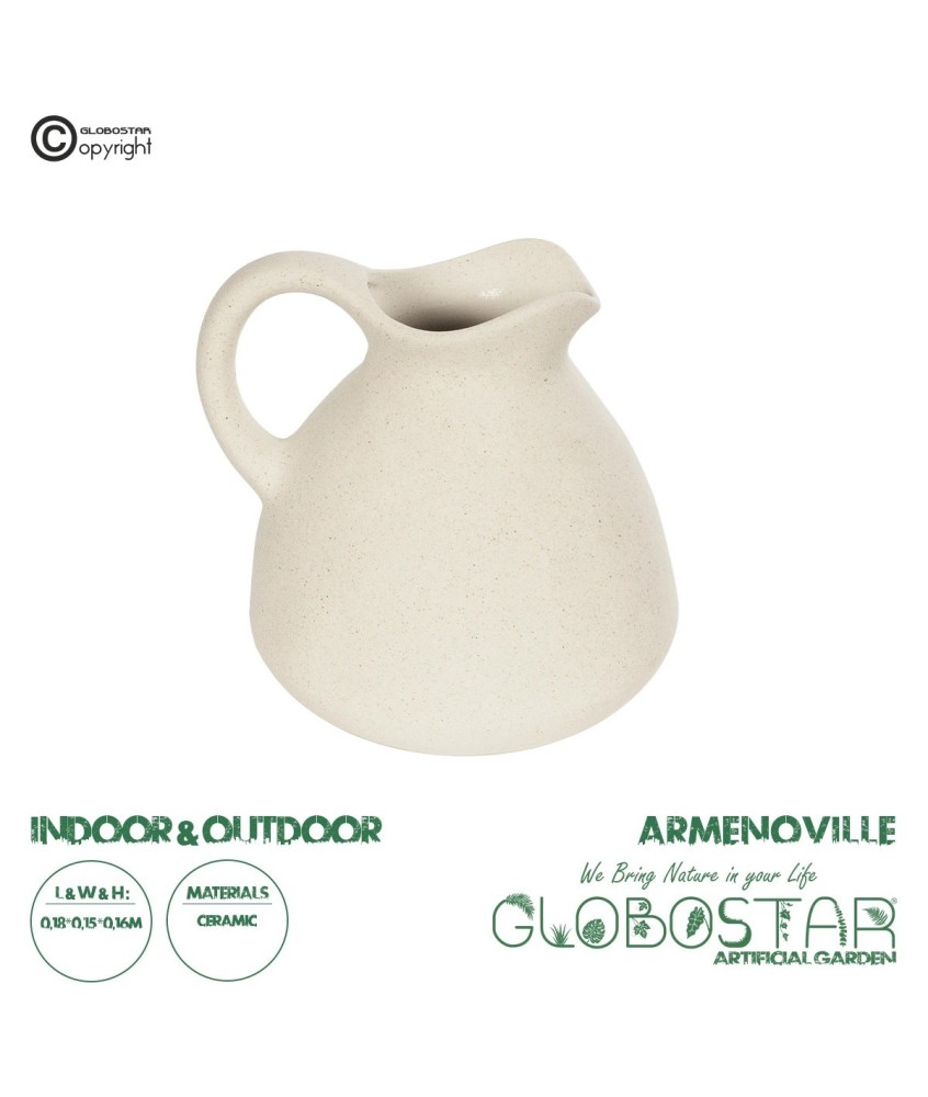 GloboStar® Artificial Garden ARMENOVILLE 21505 Διακοσμητικό Κεραμικό Βάζo Μπέζ Μ18 x Π15 x Υ16 cm